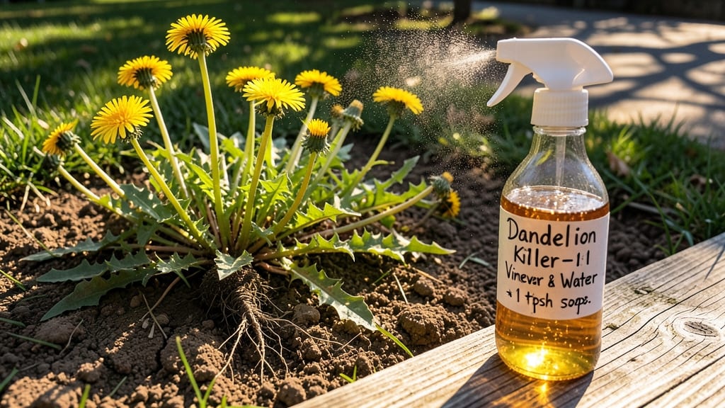 Dandelion Eradication Using Vinegar Spray