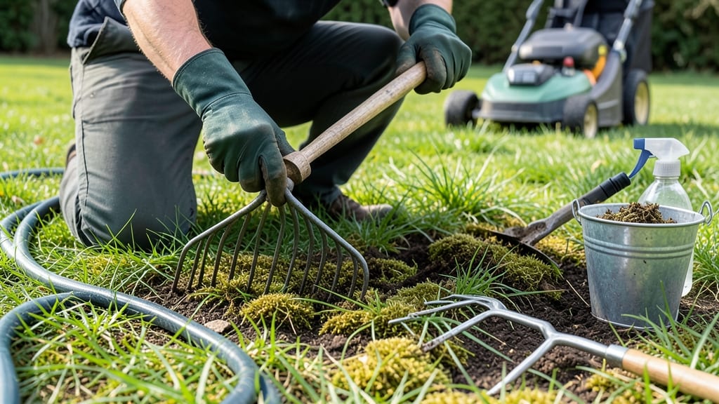 Removing Moss from Grass Lawn: Grass Revival in 30 Minutes