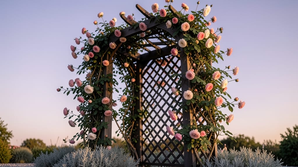 Climbing Roses on Trellis Arbors