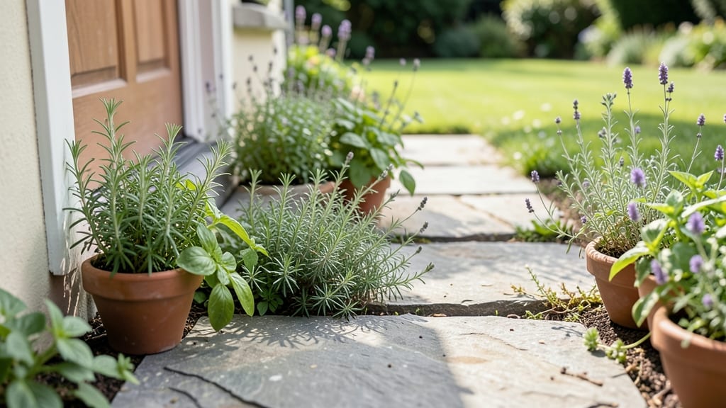 Stepping Stone Pathway with Herbs