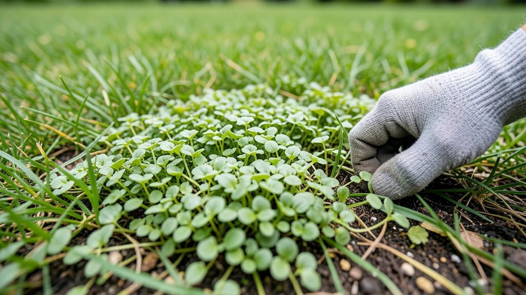 Hand-Pulling Chickweed with Gloves